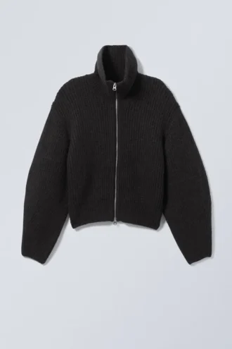 Bea Zip Strickjacke – Schwarz