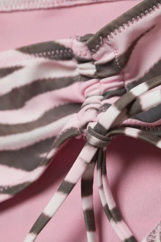 Bedruckte Bikinihose mit Bindebändern – Rosa Tigerstreifen