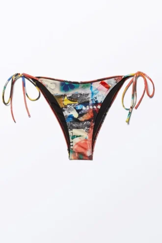 Bedruckte Bikinihose mit Trägern – Mehrfarbig – Abstract Bloom