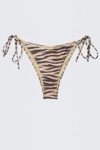Bedruckte Bikinihose mit Trägern – Tigerstreifen