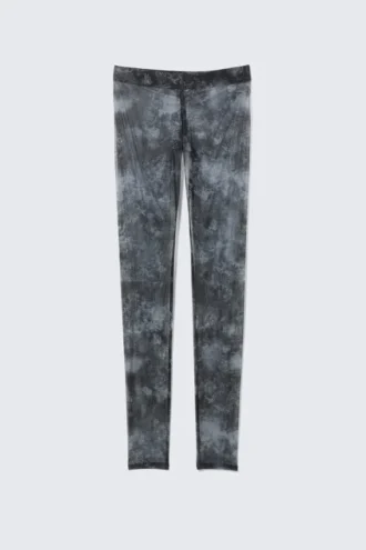 Bedruckte Mesh-Leggings – Schwarzer Barock-Print