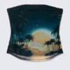 Bedrucktes Bandeau-Top aus Mesh – Dunkel-Türkis – Sonnenuntergang Bedrucktes Bandeau-Top aus Mesh – Dunkel-Türkis – Sonnenuntergang