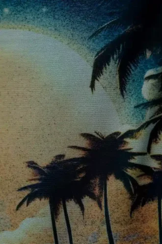 Bedrucktes Bandeau-Top aus Mesh – Dunkel-Türkis – Sonnenuntergang