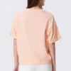 Bedrucktes Box-T-Shirt – Hellorange – Rosa Blume Bedrucktes Box-T-Shirt – Hellorange – Rosa Blume