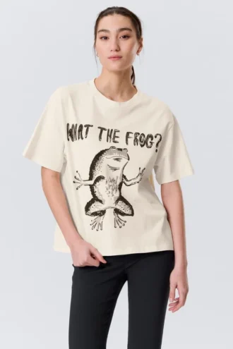 Bedrucktes Boxy-T-Shirt – Off-White – What the Frog?