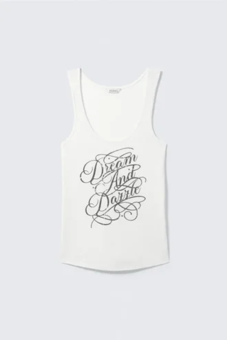Bedrucktes, figurbetontes Tanktop – Weiß – Dream & Dazzle