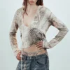 Bedrucktes Kapuzenshirt mit Nieten – Dusty Mole Bedrucktes Kapuzenshirt mit Nieten – Dusty Mole