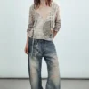 Bedrucktes Kapuzenshirt mit Nieten – Dusty Mole Bedrucktes Kapuzenshirt mit Nieten – Dusty Mole