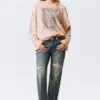 Bedrucktes Langarm-T-Shirt aus Baumwolle – bedruckt in Hellrosa Bedrucktes Langarm-T-Shirt aus Baumwolle – bedruckt in Hellrosa