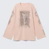 Bedrucktes Langarm-T-Shirt aus Baumwolle – bedruckt in Hellrosa Bedrucktes Langarm-T-Shirt aus Baumwolle – bedruckt in Hellrosa
