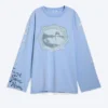 Bedrucktes Langarm-T-Shirt aus Baumwolle – Mittelblau – Swan Bedrucktes Langarm-T-Shirt aus Baumwolle – Mittelblau – Swan