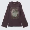 Bedrucktes Langarmshirt aus Baumwolle – Dunkelviolett – Hyper Lunar Bedrucktes Langarmshirt aus Baumwolle – Dunkelviolett – Hyper Lunar
