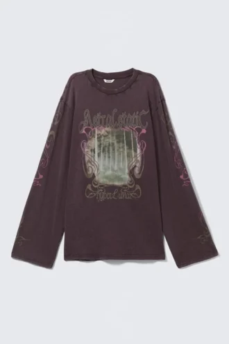 Bedrucktes Langarmshirt aus Baumwolle – Dunkelviolett – Hyper Lunar