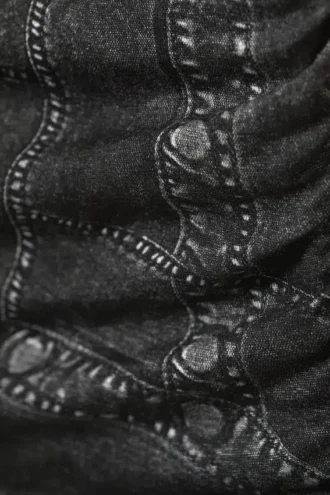 Bedrucktes Neckholder-Top mit offenem Rücken – Schwarz – Denim-Print