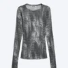 Bedrucktes, schmal geschnittenes Langarmshirt – Schwarz – Krokodil-Print Bedrucktes, schmal geschnittenes Langarmshirt – Schwarz – Krokodil-Print