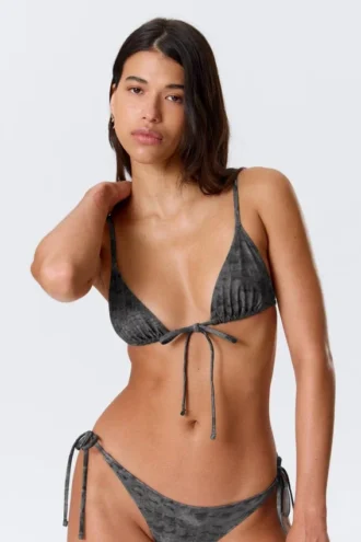 Bedrucktes Triangel-Bikini-Oberteil – bedruckt, dunkelgrau