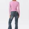 Belle B Strickjacke mit gerafftem V-Ausschnitt – Rosa Belle B Strickjacke mit gerafftem V-Ausschnitt – Rosa