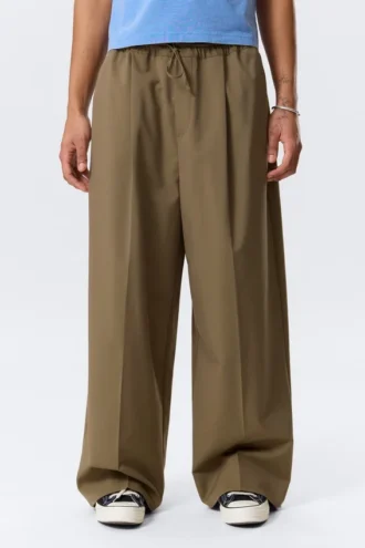 Übergroße Anzughose – Beige