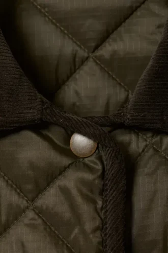 Übergroße, gesteppte Innenjacke – Khaki-Grün & Braun