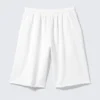 Übergroße, knielange Frottee-Shorts – Weiß Übergroße, knielange Frottee-Shorts – Weiß