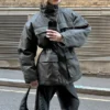 Übergroße, wattierte Utility-Jacke – Dunkelgrau Übergroße, wattierte Utility-Jacke – Dunkelgrau