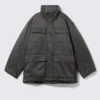 Übergroße, wattierte Utility-Jacke – Dunkelgrau Übergroße, wattierte Utility-Jacke – Dunkelgrau