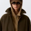 Übergroßer Canvas-Car-Coat – Dunkelkhaki Übergroßer Canvas-Car-Coat – Dunkelkhaki