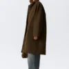 Übergroßer Canvas-Car-Coat – Dunkelkhaki Übergroßer Canvas-Car-Coat – Dunkelkhaki