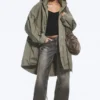 Übergroßer Canvas-Parka mit Trichterkragen – Khaki-Grün Übergroßer Canvas-Parka mit Trichterkragen – Khaki-Grün