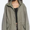 Übergroßer Canvas-Parka mit Trichterkragen – Khaki-Grün Übergroßer Canvas-Parka mit Trichterkragen – Khaki-Grün