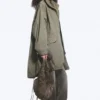 Übergroßer Canvas-Parka mit Trichterkragen – Khaki-Grün Übergroßer Canvas-Parka mit Trichterkragen – Khaki-Grün