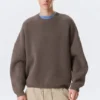 Übergroßer, schwerer Baumwoll-Pullover – Braun meliert Übergroßer, schwerer Baumwoll-Pullover – Braun meliert