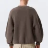 Übergroßer, schwerer Baumwoll-Pullover – Braun meliert Übergroßer, schwerer Baumwoll-Pullover – Braun meliert