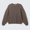 Übergroßer, schwerer Baumwoll-Pullover – Braun meliert Übergroßer, schwerer Baumwoll-Pullover – Braun meliert