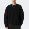 Übergroßer, schwerer Baumwoll-Pullover – Schwarz Übergroßer, schwerer Baumwoll-Pullover – Schwarz