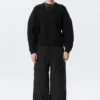 Übergroßer, schwerer Baumwoll-Pullover – Schwarz Übergroßer, schwerer Baumwoll-Pullover – Schwarz