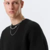 Übergroßer, schwerer Baumwoll-Pullover – Schwarz Übergroßer, schwerer Baumwoll-Pullover – Schwarz