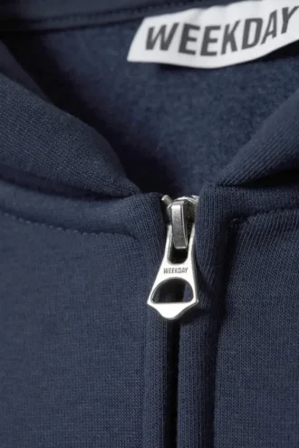 Übergroßer, schwerer Kapuzenpullover mit Reißverschluss – Marineblau