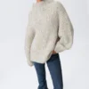 Übergroßer Strickpullover mit Rollkragen – Weiß – Mehrfarbig Übergroßer Strickpullover mit Rollkragen – Weiß – Mehrfarbig