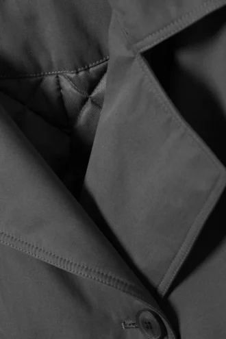 Übergroßer, wattierter Trenchcoat – Dunkelgrau