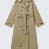 Übergroßer zweireihiger Trenchcoat aus Canvas – Beige Übergroßer zweireihiger Trenchcoat aus Canvas – Beige