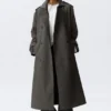 Übergroßer zweireihiger Trenchcoat aus Canvas – Dunkelgrau Übergroßer zweireihiger Trenchcoat aus Canvas – Dunkelgrau