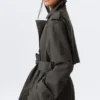 Übergroßer zweireihiger Trenchcoat aus Canvas – Dunkelgrau Übergroßer zweireihiger Trenchcoat aus Canvas – Dunkelgrau