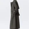 Übergroßer zweireihiger Trenchcoat aus Canvas – Dunkelgrau Übergroßer zweireihiger Trenchcoat aus Canvas – Dunkelgrau