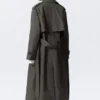 Übergroßer zweireihiger Trenchcoat aus Canvas – Dunkelgrau Übergroßer zweireihiger Trenchcoat aus Canvas – Dunkelgrau