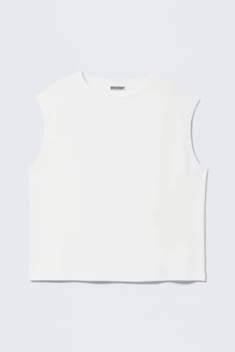 Übergroßes, ärmelloses Tanktop – Weiß
