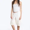 Bestickte knielange Baumwoll-Shorts – Weiß Bestickte knielange Baumwoll-Shorts – Weiß