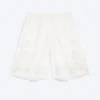 Bestickte knielange Baumwoll-Shorts – Weiß Bestickte knielange Baumwoll-Shorts – Weiß