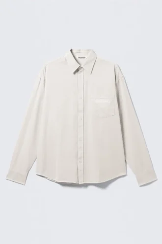 Besticktes Oversize-Baumwollhemd – Beige