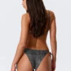 Bikini-Hose mit Bändern – bedruckt, dunkelgrau Bikini-Hose mit Bändern – bedruckt, dunkelgrau